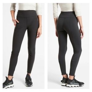 EXC! Athleta Headlands Hybrid Tight BLACK Pants 599686 Sz 8 Zip Pockets Stretch